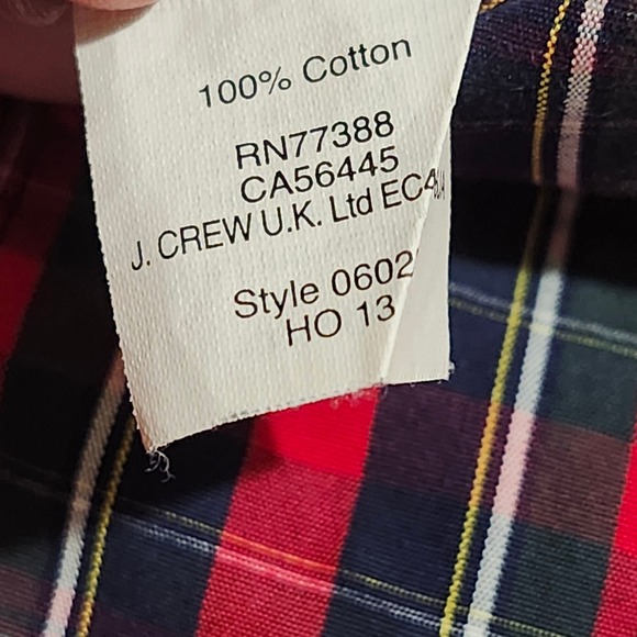 J.Crew Thompson Shirtings Mens Red Holiday Tartan Plaid Button Down Shirt Large - Picture 11 of 14